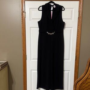 No Boundaries Black Sleeveless Midi Jumpsuit with Chain Accent